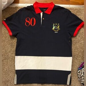 NWOT AKOO polo style men XXL brand new Red white blue color block style No flaws
